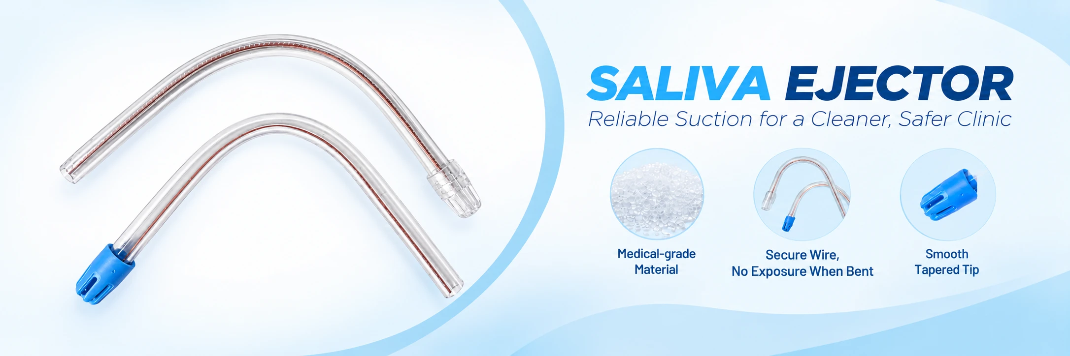 Dental saliva ejector with secure wire and smooth tip – Prayon Dental