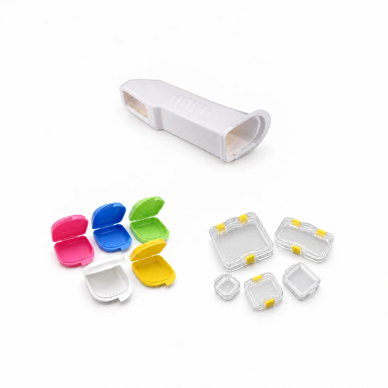 Denture storage cases and dental membrane boxes